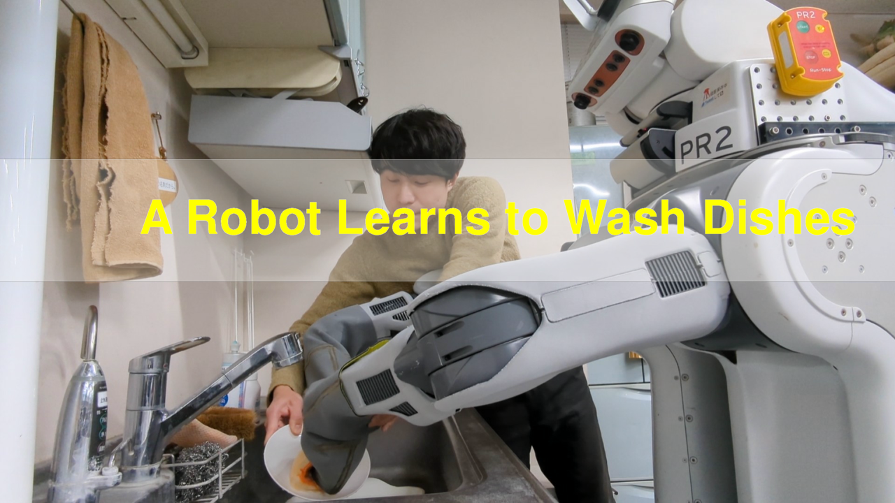 Behavioral Learning of Dish Rinsing and Scrubbing based on Interruptive Direct Teaching Considering Assistance Rate